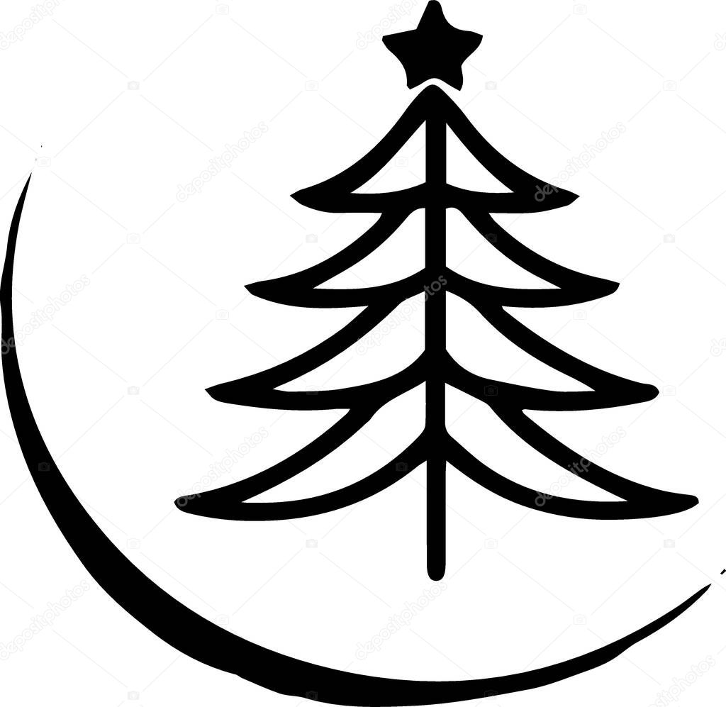 Christmas silhouette line art outline vector