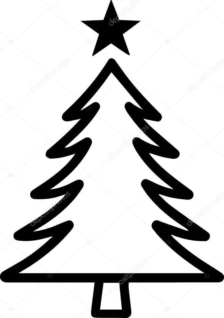 Christmas silhouette line art outline vector
