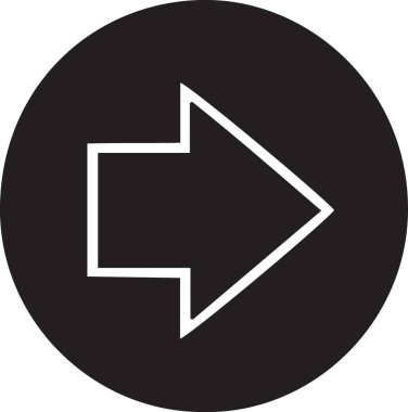 Vektör Sağ Yuvarlak Ok Silüet Simgesi Simgesi