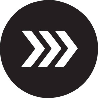 Beyaz Sağ Ok Silüeti Simgesi