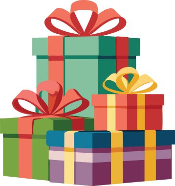 Beyaz Arkaplanda Renkli Hediye Kutuları Düzgünce Yığılmış