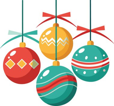 Kurdele Beyaz Arkaplanda Asılan Şenlikli Baublemler