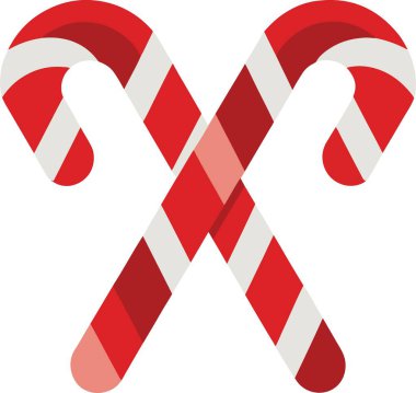 İki kırmızı ve beyaz çizgili baston şekeri x şeklinde kesişiyor.