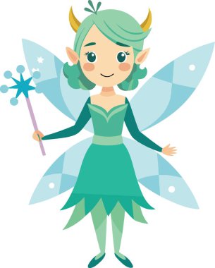 Boynuzları ve sihirli değneği olan büyüleyici bir deniz perisi.