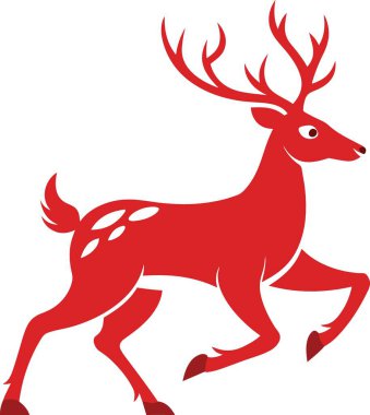 Büyük boynuzları ve benekli paltosu olan çarpıcı bir kızıl geyik çizimi.