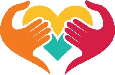 Eller yavaşça çeşitli renklerde canlı bir kalp şeklinde sallanıyor.