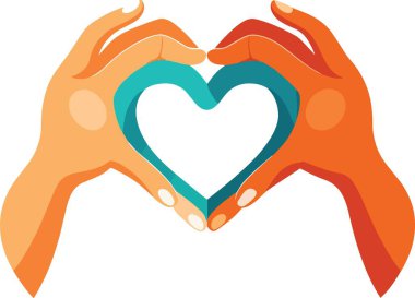 Eller kalp şeklini oluşturuyor, sevgi ve bağları gösteriyor.