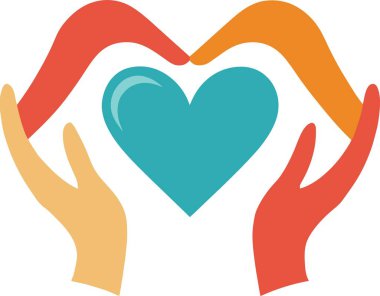 Eller nazikçe bir deniz mavisi kalbi sallıyor. Bakımı ve korumayı simgeliyor.