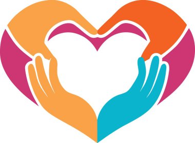 Renkli eller kalp şekli oluşturuyor. Bakım desteği ve birliği simgeliyor.