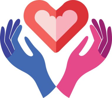 Eller bir kalbi kucaklıyor Sevginin ve korumanın sembolü