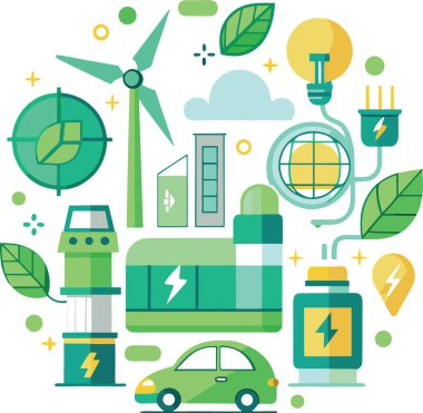 Sürdürülebilir enerji kaynakları ve canlı bir tasarımla gösterilen çevre dostu teknolojiler