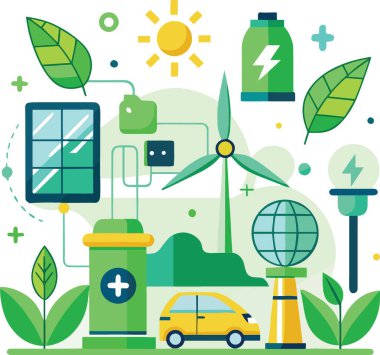 Yenilenebilir enerji kaynakları ve sürdürülebilir güneş rüzgârı ve elektrik gücü