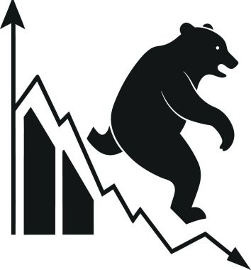 Bir ayı, piyasa çöküşünü tasvir eden dik bir finansal tablodan aşağı kayıyor.