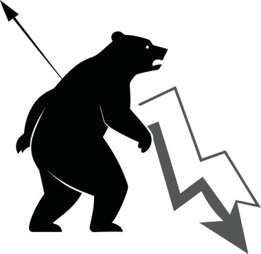 Siluetli bir ayı bir okla vuruluyor ve azalan bir tablonun üzerinde duruyor.