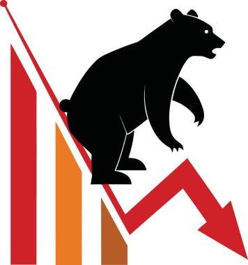 Azalan bir grafik ve bir ayının silüeti ile çizilmiş ayı pazarı