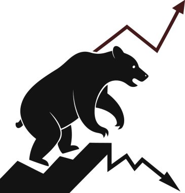 Boğa pazarı ve ekonomik büyümeyi temsil eden yükselen bir grafiğe tırmanan bir ayı