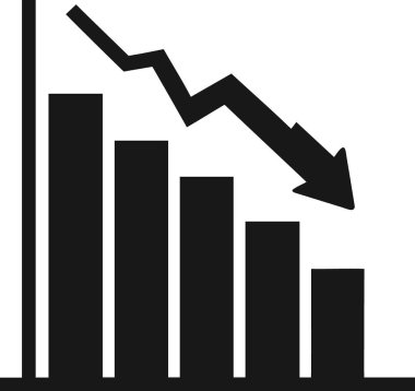 Görsel olarak olumsuz bir eğilim gösteren aşağıya bakan bir okla çubuk grafiği azaltılıyor