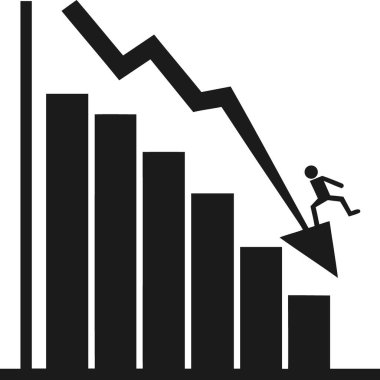 Ekonomik kriz veya piyasa çöküşünü gösteren bir rakamla grafikte düşüş