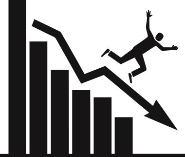 Ekonomik kriz veya piyasa krizini temsil eden azalan bir grafikten düşen bir kişi