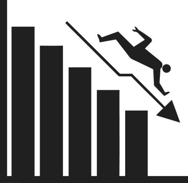 Düşen bir çubuk grafiğinden düşen birini gösteren bir grafik çizimi