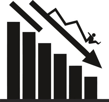 Düşen bir çubuk figürlü çubuk grafiği alçalma eğilimi veya başarısızlığı gösterir