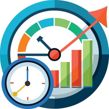 Renkli grafik ve daha küçük girdi göstergesi ile büyük mavi bir gösterge, çeşitli renkler ve kompozisyon gösteren ayrıntılı illüstrasyon