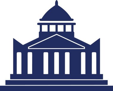 Beyaz arka planda izole edilmiş klasik hükümet binası illüstrasyonu