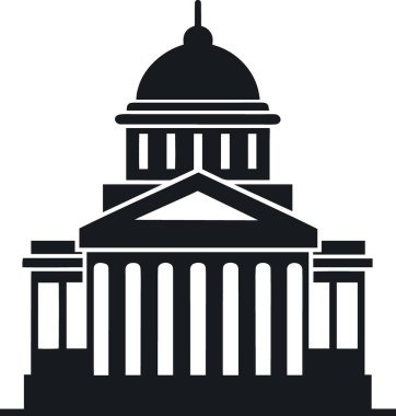 Beyaz arkaplanda sütunları olan klasik hükümet binası silueti