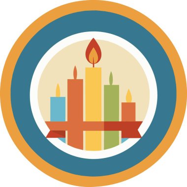 Mavi ve turuncu kenarlı renkli mum logosu