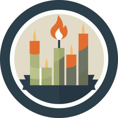 Dekoratif bir dairede yanan bir mumun grafiksel bir çizimi