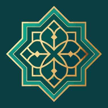 Karmaşık bir altın ve gök mavisi desenli bir desen. Çiçek ve yıldız şeklinde. Kare bir kenardaki zarif ve detaylı motifler gibi.