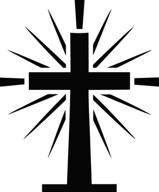 Simsiyah bir siluet, merkezinden yayılan yüksek kalitede inancı sembolize eden ışınımlı çizgiler tasvir eder.