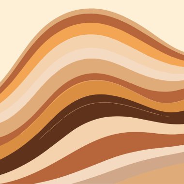 Kahverengi ve kremin çeşitli tonlarında pürüzsüz dalgalı çizgiler içeren akıcı soyut bir arkaplan.