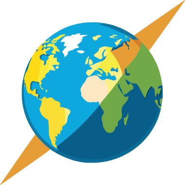 Dünya 'nın parlak turuncu yörünge halkası içinden geçen renkli bir vektör..