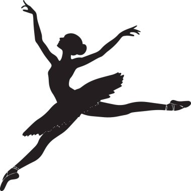 Bale yapan bir kadın balerinin zarif bir silueti ya da balerin eteğiyle büyük bir jete..