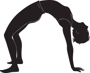 Urdhva Dhanurasana ya da tekerlek hareketi yapan birinin silüeti yoga esnemesi..