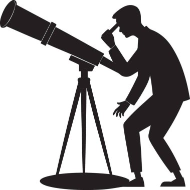 Sağlam bir teleskop, huzur, bilimsel merak ve evrenin sonsuzluğunu temsil eden sakin bir ortamda tripodun üzerinde duruyor..