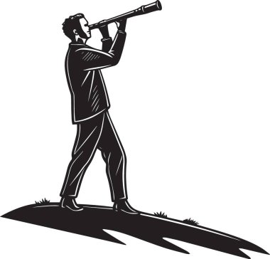 Bir teleskop kullanarak uzayın derinliklerine bakan bir insanla evrenin ölçeğini görselleştirmek..