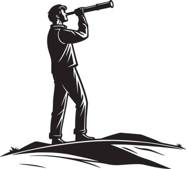 Siyah-beyaz bir erkek şarkıcının silüeti kayanın tepesinde dramatik bir pozda mikrofon çalıyor.