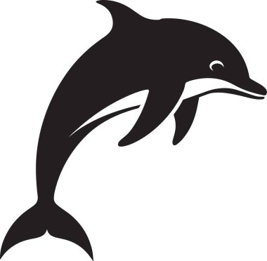 Sudan atlayan bir yunusun siyah silüet çizimi zarif bir sıçrayıştı.