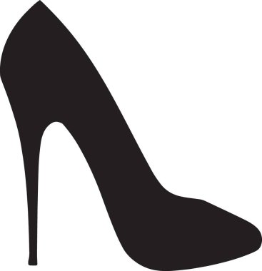 Sivri uçlu yüksek topuklu siyah bir topuklu ayakkabı çizimi.