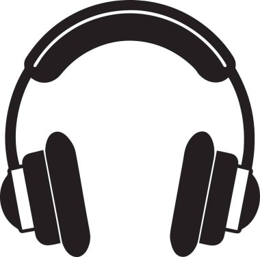 Hafif kulaklıklı, ince dizaynlı ve rahat kulaklıklı siyah siluet vektör çizimi