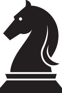 Satranç oyunu stratejisi ve yarışma tasarımları için mükemmel bir satranç şövalyesi atı silueti.