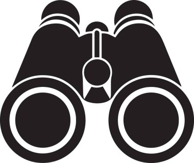 Önden görülen dürbünün kalın siyah siluet vektörü keşif gözlemi ve macera temalı grafik tasarımlar için mükemmel.