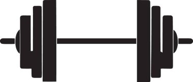 Ağırlık plakalı ağır bir halterin kalın siyah siluet vektörü, spor salonu ağırlık kaldırma ve ağırlık eğitimi temalı tasarımlar için mükemmel.