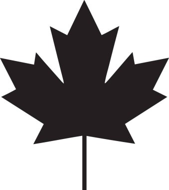 Bir akçaağaç yaprağının koyu siyah siluet vektörü, ikonik Kanada sembolü, sonbahar, Kanada, doğa ve vatansever tasarım projeleri için mükemmel.