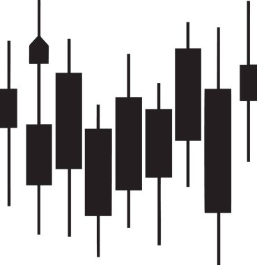Borsa fiyat hareketlerini gösteren şamdan grafik çubuklarının siyah ve beyaz vektör silueti