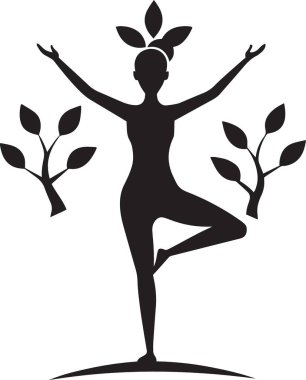 Dekoratif yaprak ve taç takan bir balerin figürünün siyah ve beyaz vektör silüeti, sanatsal dans performansı konsepti.