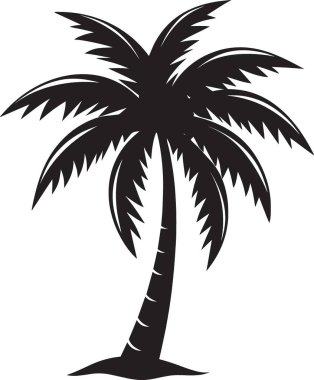 İki tropikal palmiye ağacının siyah vektör silueti plaj tesisi ve tatil tasarımları için mükemmel.