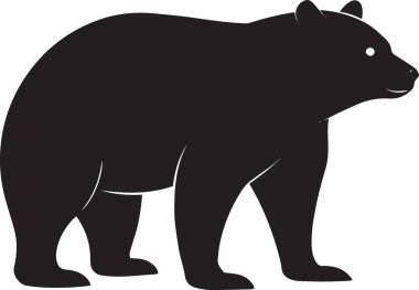 Bir ayı yürüyüşünün siyah ve beyaz vektör silueti, vahşi yaşamı koruma, doğa ve açık hava temalı tasarımlar için mükemmeldir.